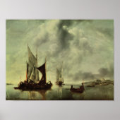 Ruhe oder, Boote nahe der Küste, nach 1651 Poster (Vorne)