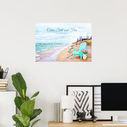 Ruhe, Ruhe und der freie Strand "Ocean Tranquil Po Poster (Heimbüro)