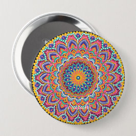 Ruhe Schöne farbenfrohe Floral Mandala Button