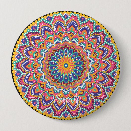 Ruhe Schöne farbenfrohe Floral Mandala Button (Vorderseite)
