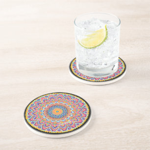 Ruhe Schöne farbenfrohe Floral Mandala Getränkeuntersetzer