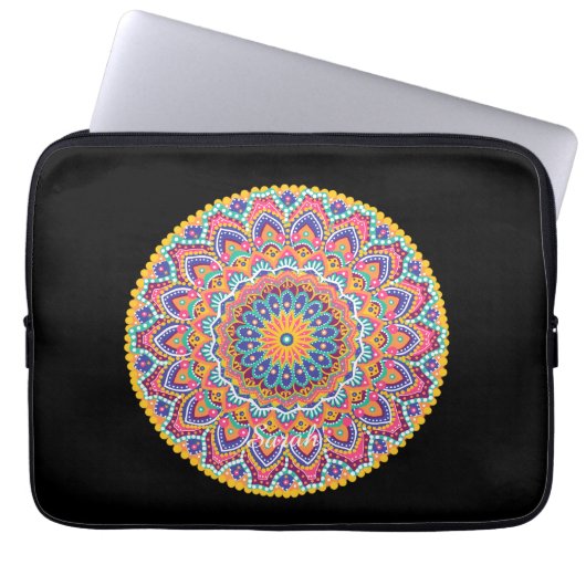 Ruhe Schöne farbenfrohe Floral Mandala Laptopschutzhülle (Vorderseite)