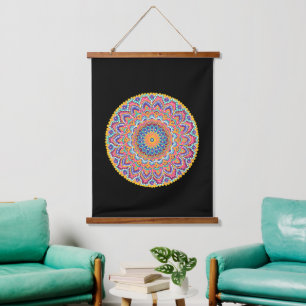 Ruhe Schöne farbenfrohe Floral Mandala Wandteppich Mit Holzrahmen