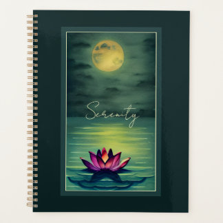 Ruhe - Schöne Lotus-Blume und Vollmond Planer