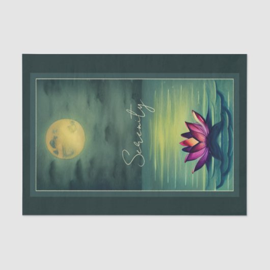 Ruhe - Schöne Lotus-Blume und Vollmond Seidenpapier (Vorderseite)