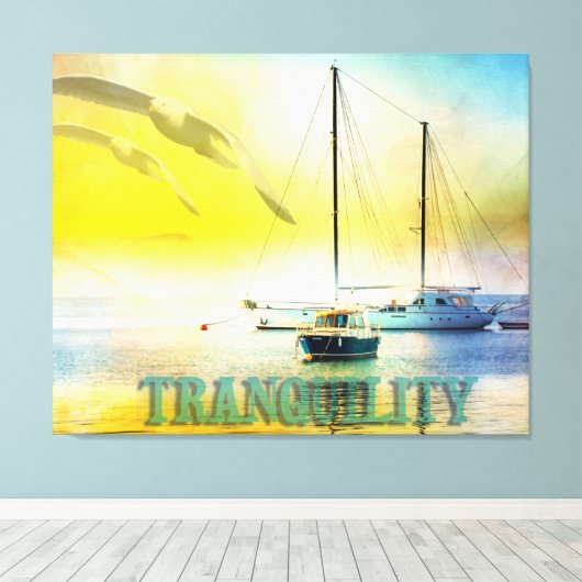 Ruhe - Segelboote in ruhigen Gewässern gedockt Leinwanddruck (Insitu (Holzboden))