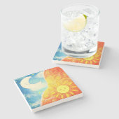 Ruhe, Sonne und Mond Steinuntersetzer (Seitenansicht)