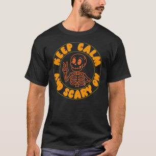 Ruhe und Beängstigend auf Skeletton-Friedenszeiche T-Shirt