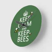 Ruhe und Behalten Bienen - alle Farben Runde Wanduhr (Winkel)