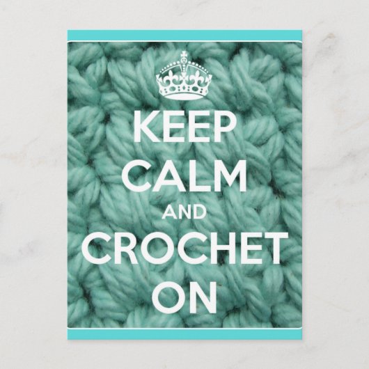 Ruhe und Crochet auf blau behalten Postkarte (Vorderseite)