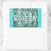 Ruhe und Crochet auf blau behalten Rechteckiger Aufkleber (Tasche)