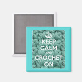 Ruhe und Crochet auf dem blauen Platz behalten Magnet (Vorderseite/Rückseite)