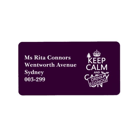 Ruhe und Drink Eggnog behalten (Farben anpassen) Adressaufkleber (Vorne)