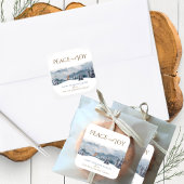 Ruhe und Freude, Aquarellwald und Fox Urlaub Quadratischer Aufkleber