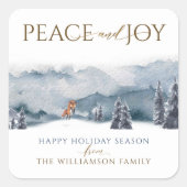 Ruhe und Freude, Aquarellwald und Fox Urlaub Quadratischer Aufkleber (Vorderseite)