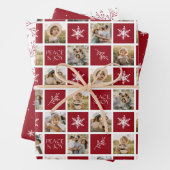 Ruhe und Freude Cranberry Holiday Foto Collage Geschenkpapier Set (Beispiel)