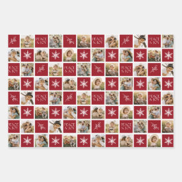 Ruhe und Freude Cranberry Holiday Foto Collage Geschenkpapier Set