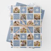 Ruhe und Freude Light Blue Holiday Foto Collage Geschenkpapier Set (Beispiel)