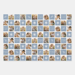 Ruhe und Freude Light Blue Holiday Foto Collage Geschenkpapier Set