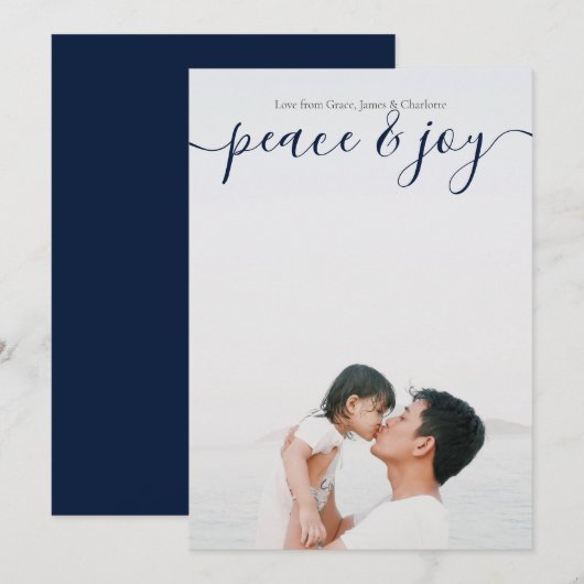 Ruhe und Freude Moderne Weihnachts Blue Card Einladung (Vorne/Hinten)