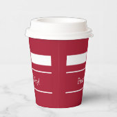 Ruhe und Freude Weihnachtsfarben Rot und Weiß Pappbecher (Rechts)