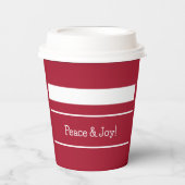 Ruhe und Freude Weihnachtsfarben Rot und Weiß Pappbecher (Vorderseite)