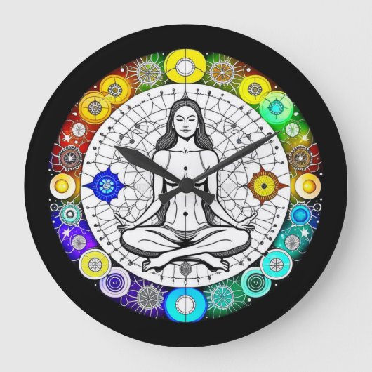 Ruhe und Friedliche Meditation Große Wanduhr (Vorderseite)