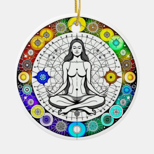 Ruhe und Friedliche Meditation Keramik Ornament (Vorne)