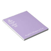 Ruhe und Geschäfte auf dem Lavendel behalten Notizblock (angewinkelt)