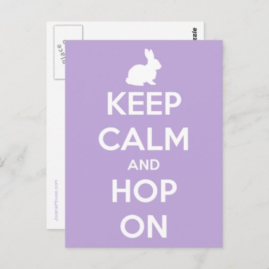 Ruhe und Hop auf Lavendel und Weiß behalten Postkarte (Vorne/Hinten)