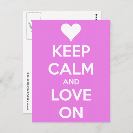 Ruhe und Liebe auf Rosa behalten Postkarte (Vorne/Hinten)