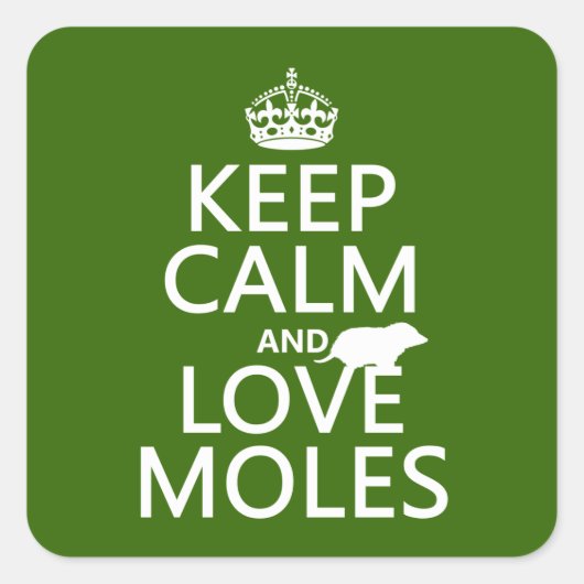 Ruhe und Liebe behalten (beliebige Hintergrundfarb Quadratischer Aufkleber (Vorderseite)