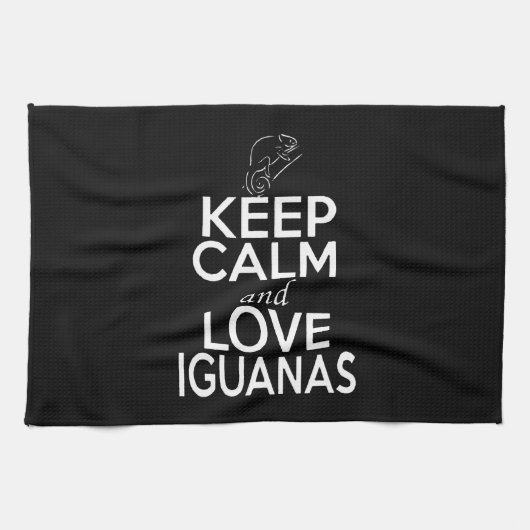 Ruhe und Liebe behalten Iguanas Geschirrtuch (Horizontal)
