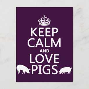 Ruhe und Liebe behalten Schweine (alle Farben) Postkarte