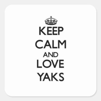 Ruhe und Liebe behalten Yaks Quadratischer Aufkleber