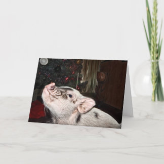 Ruhe und Liebe bemalt Mini Pig Weihnachtskarte Feiertagskarte