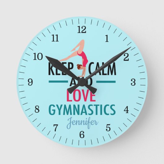 Ruhe und Liebe Gymnastik behalten Runde Wanduhr (Vorderseite)