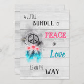 *~* Ruhe und Liebe Hippy Neutral Rustic Baby Dusch Einladung (Vorne/Hinten)