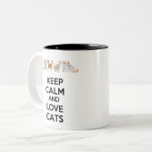 Ruhe und Liebe Katzen behalten Zweifarbige Tasse (Vorderseite Links)