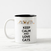 Ruhe und Liebe Katzen behalten Zweifarbige Tasse (Links)