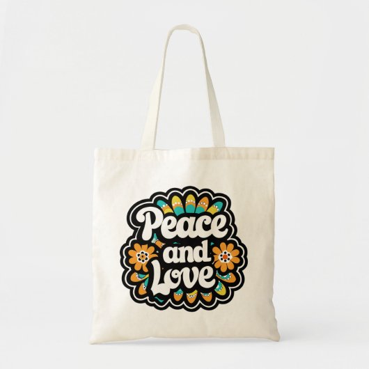 Ruhe und Liebe Retro Tote Tasche (Vorne)