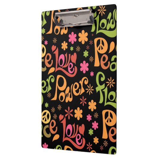 Ruhe und Liebe überall in Slogan Art Klemmbrett (Links)