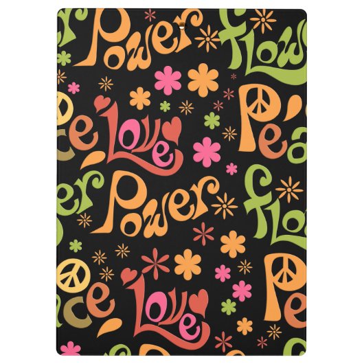 Ruhe und Liebe überall in Slogan Art Klemmbrett (Rückseite)