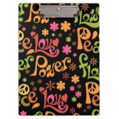 Ruhe und Liebe überall in Slogan Art Klemmbrett (Vorderseite)