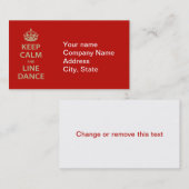 Ruhe und Line Dance behalten Visitenkarte (Vorne/Hinten)