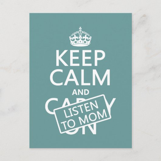 Ruhe und Mama behalten (in beliebiger Farbe) Postkarte (Vorderseite)