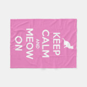 Ruhe und Meow auf Rosa und Weiß behalten Fleecedecke (Vorderseite (Horizontal))
