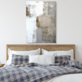 "Ruhe und Neutralität" Abstrakte Kunst in Grau und Leinwanddruck (Insitu (Schlafzimmer))