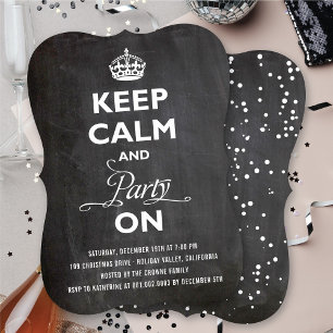 Ruhe und Party auf Chalkboard Funny Holiday behalt Einladung