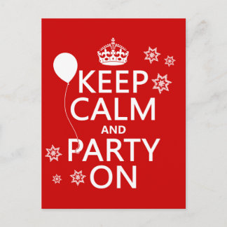 Ruhe und Party behalten - alle Farben Einladungspostkarte